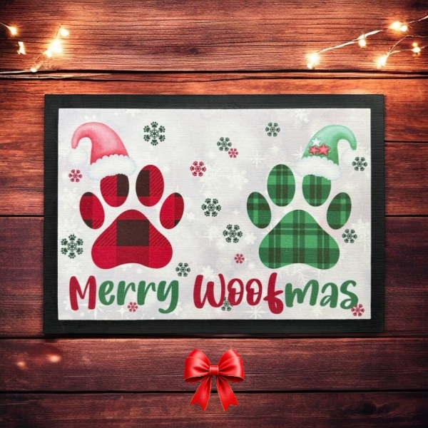 weihnachtliche Fussmatte "Woof" & "Cat"